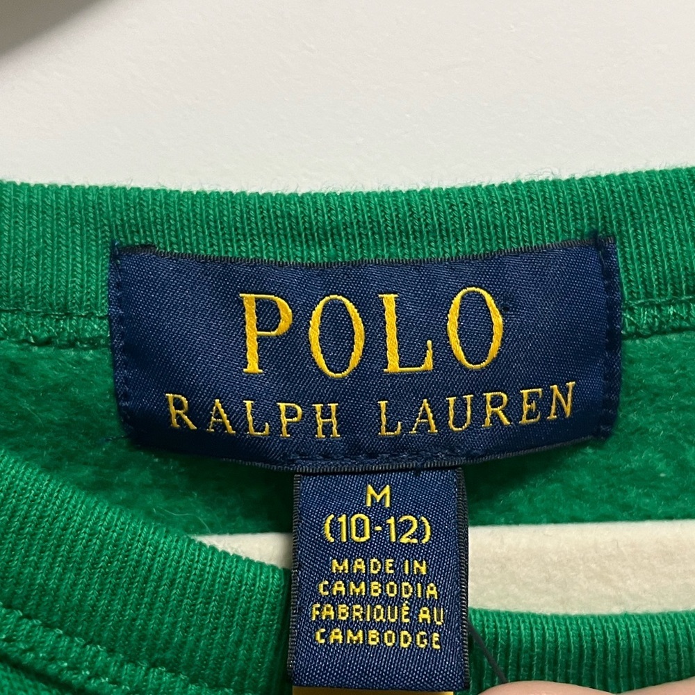 NWT Polo Ralph Lauren Fleece Crewneck Sweatshirt Kelly Green Kids Size 10-12 - Picture 6 of 10